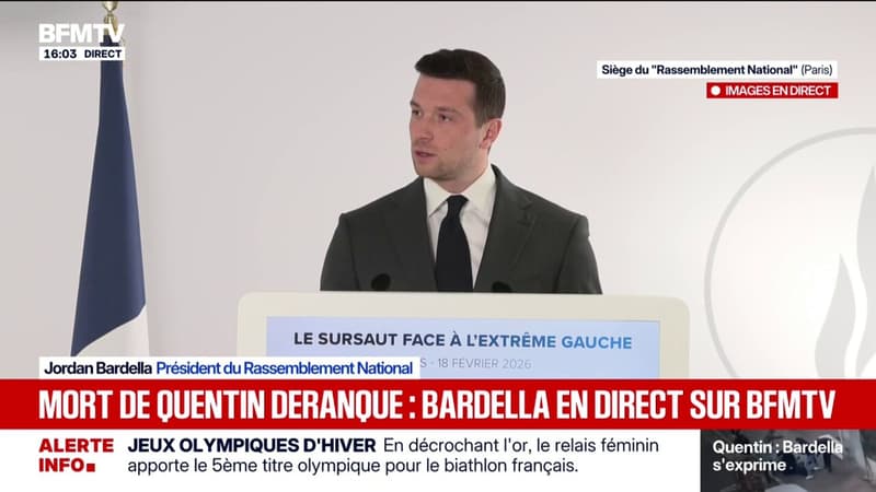 Mort de Quentin à Lyon: "Notre bascule est à un point de bascule", estime Jordan Bardella