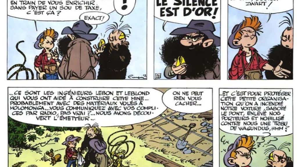 Un extrait du "Gorille a bonne mine" où Franquin dénonce le colonialisme belge Un extrait du "Gorille a bonne mine" où Franquin dénonce le colonialisme belge
