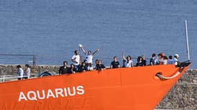 Le navire Aquarius lors de son escale à Marseille pour maintenance le 29 juin 2018