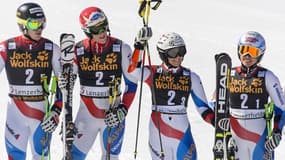 Reto Schmidiger, Luca Aerni, Wendy Holdener et Denise Feierabend