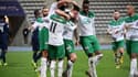 Les Verts célèbrent leurs buts lors du match Paris-FC-Saint-Etienne en 16e de finale de la Coupe de France (2-3). 