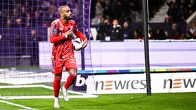 Alexandre Lacazette face à Toulouse, le 14 avril 2023.
