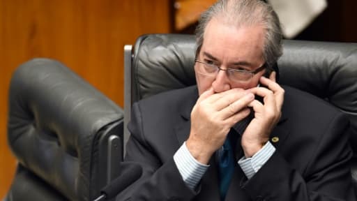Le président du Congrès des députés Eduardo Cunha lors d'une session, le 16 avril 2016