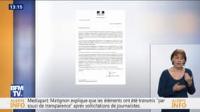 Perquisitions à Mediapart: selon ce document BFMTV, Matignon a remis à la justice des éléments qui ont mené à l'ouverture de l'enquête  