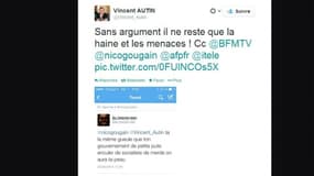 Le message reçu par Vincent Autin sur Twitter le 2 février 2014.