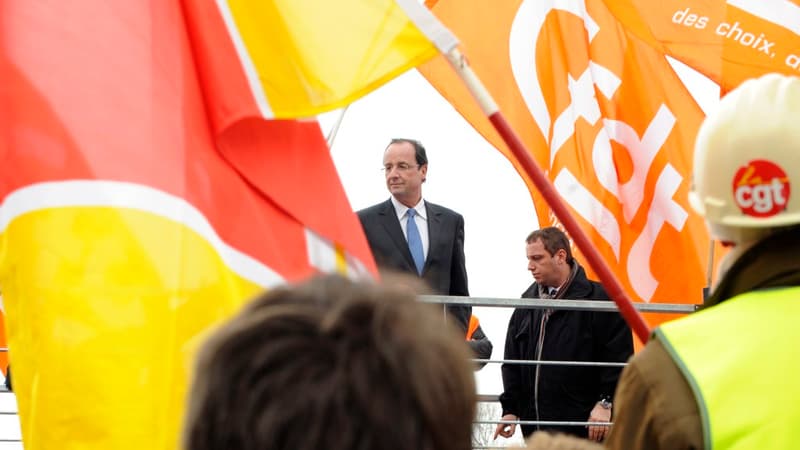 François Hollande, lors de sa visite à Florange en février 2012.