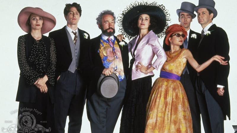 Les acteurs de "Quatre mariages et un enterrement" en 1994.