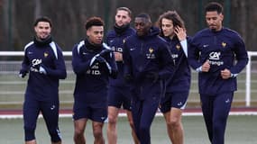 Les joueurs de l'équipe de France, le 17 mars 2025 à Clairefontaine