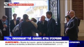 Gabriel Attal arrive à la Sorbonne pour la remise du prix "Samuel Paty"