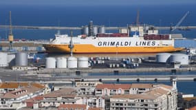 Un navire de l'armateur italien Grimaldi Lines au port de Sète, dans le sud de la France, le 29 mars 2019. (Photo d'illustration)