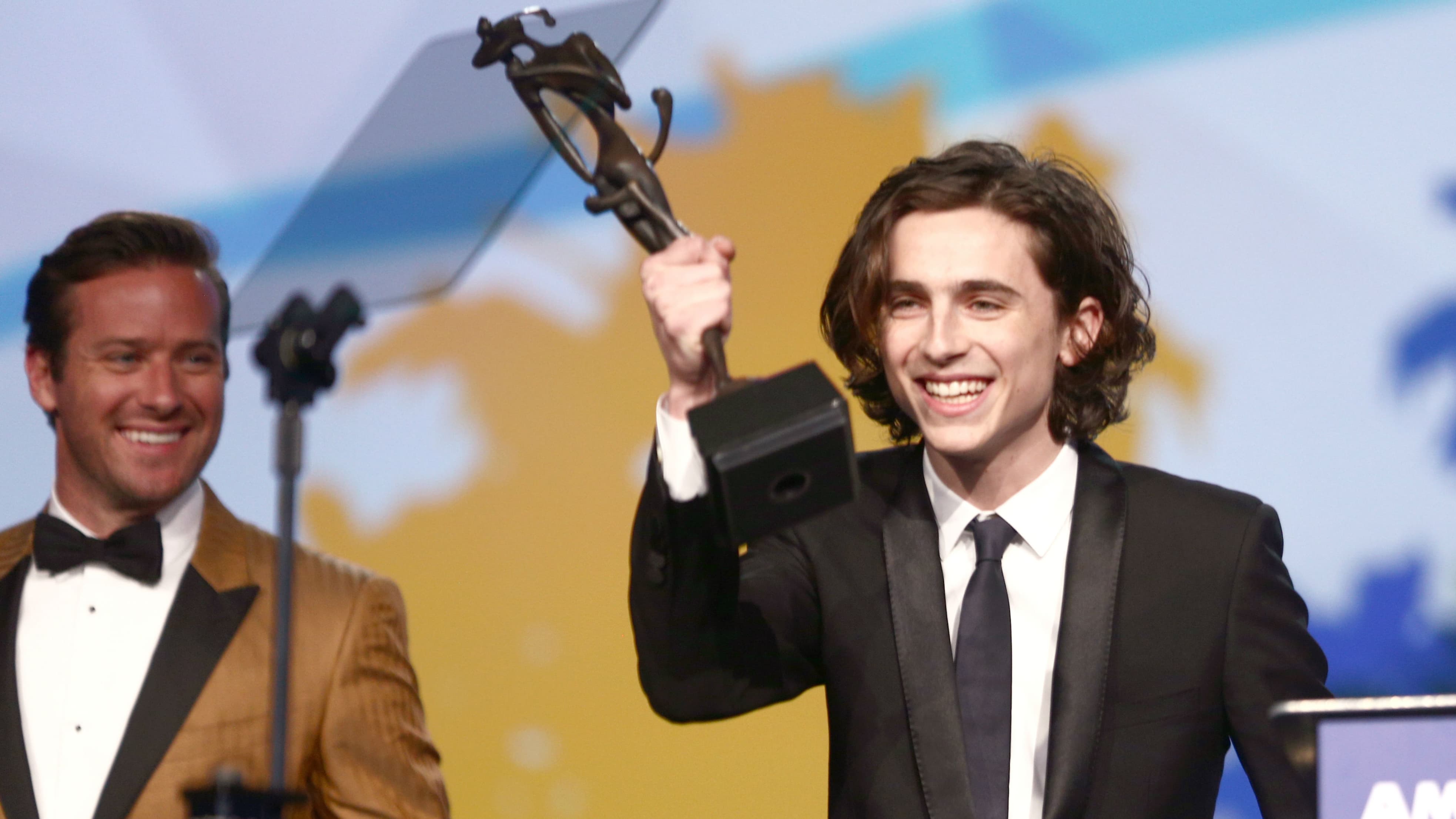 Timothée Chalamet récompensée à Palm Springs pour sa prestation dans "Call Me By Your Name", le 2 janvier 2018