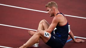 Le Français Kevin Mayer après le 400 m du décathlon des JO de Tokyo, le 4 août 2021