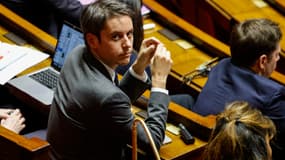 Le chef des députés Ensemble pour la République (EPR) Gabriel Attal à l'Assemblée nationale le 20 janvier 2025 