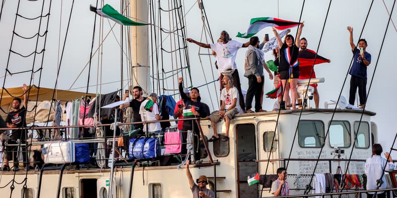 Un navire de la flotille pour Gaza part de Bizerte en Tunisie, le 14 septembre 2025