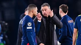 Kylian Mbappé et Luis Enrique après un match du PSG, novembre 2023