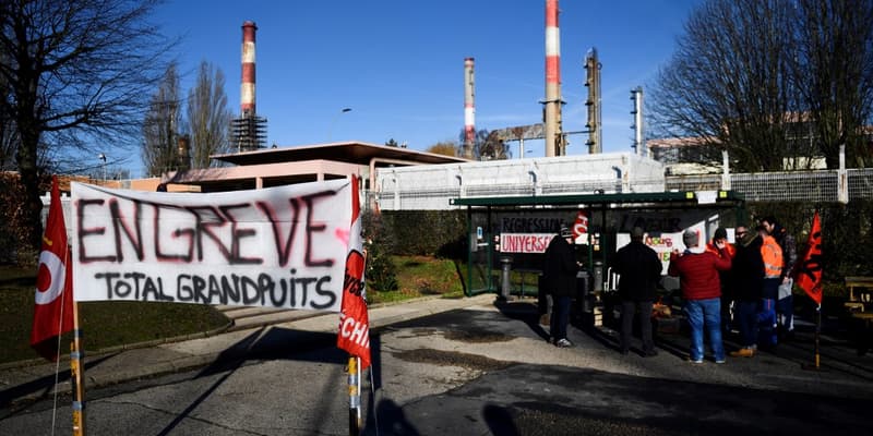 La grève à la raffinerie de Grandpuits le 6 octobre 2022