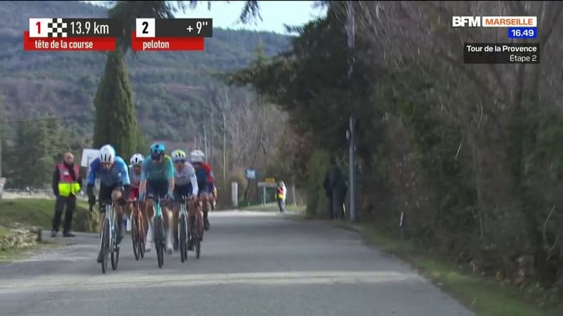 L'échappée sur le point d'être repris mais Mathis Le Berre tente le coup au pied de l'ascension !