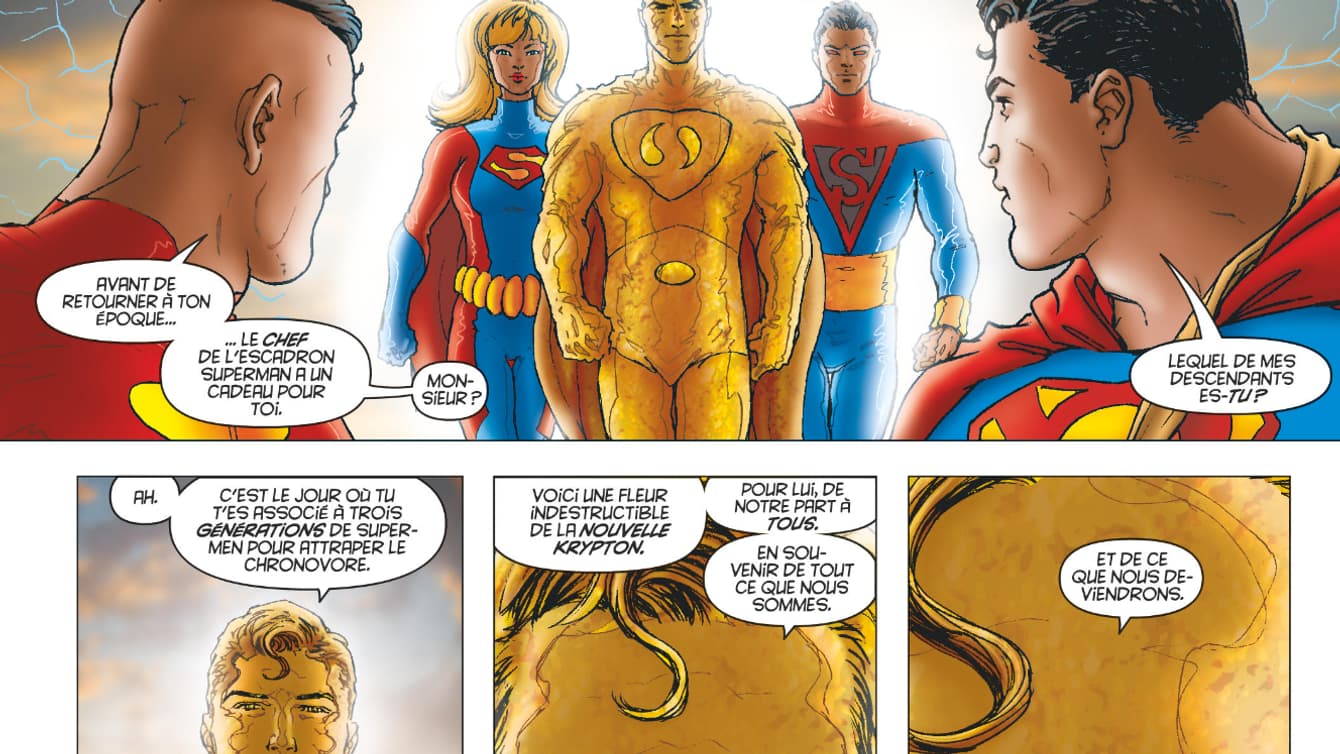 Une planche du comics "All Star Superman" de Frank Quitely et Grant Morrison Une planche du comics "All Star Superman" de Frank Quitely et Grant Morrison