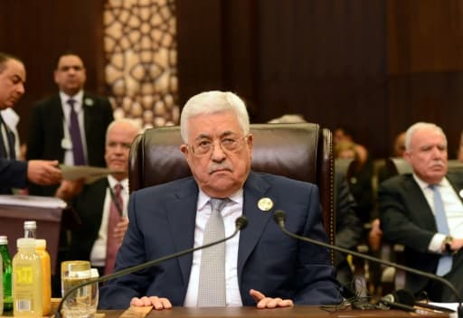 Le président palestinien Mahmoud Abbas assiste au sommet annuel des dirigeants arabes, le 29 mars 2017 à Sweimeh, en Jordanie