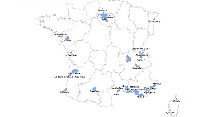 Carte des agglomérations concernées par l'encadrement des loyers