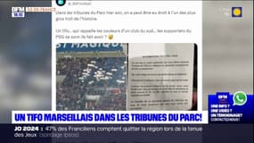 Paris: un tifo marseillais dans les tribunes du Parc
