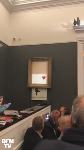 Une œuvre de Banksy s'autodétruit juste après avoir été vendue aux enchères