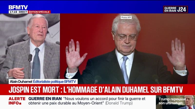 "Il aimait bien chanter": l'hommage d'Alain Duhamel à Lionel Jospin sur BFMTV