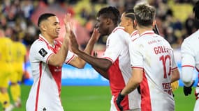 La joie de Wilfried Singo après son but pour Monaco, 14e journée de Ligue 1, 7 décembre 2024