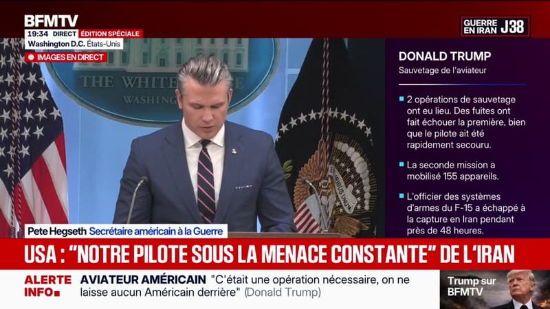 Pilote américain sauvé en Iran: "Nous n'avons laissé personne derrière", déclare Pete Hegseth, secrétaire américain à la Défense