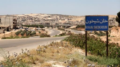 L'entrée de la ville de Khan Cheikhoun
