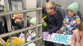 Des enfants russes arrêtés après avoir manifesté pour la paix en Ukraine le 1er mars 2022