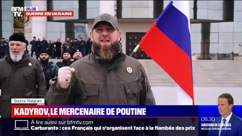 La télévision pro-russe diffuse des images de Ramzan Kadyrov, fidèle mercenaire de Vladimir Poutine, au chevet des soldats tchétchènes