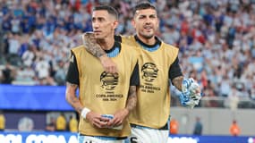 Angel Di Maria et Leandro Paredes avec l'équipe nationale d'Argentine, à East Rutherford le 25 juin 2024
