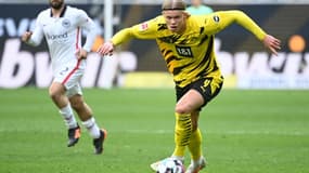 L'attaquant norvégien de Dortmund Erling Haaland lors d'un match à domicile contre Francfort, le 3 avril 2021