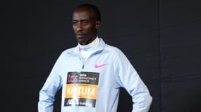 Le marathonien kenyan Kelvin Kiptum en avril 2023