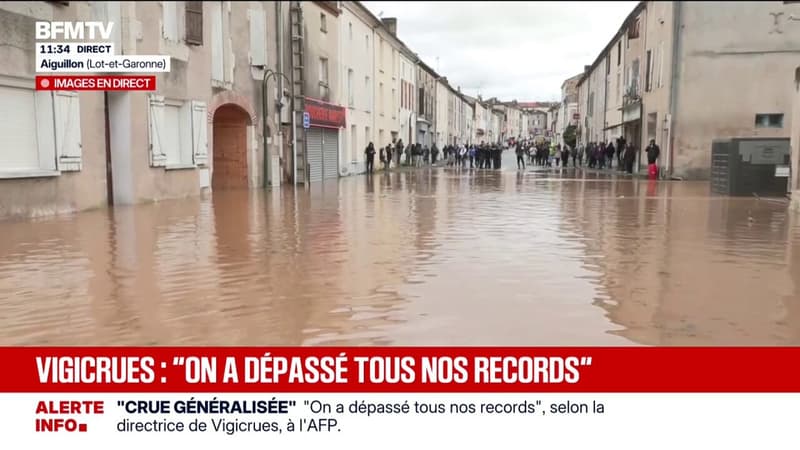 Crues dans le Lot-et-Garonne: "La priorité est d'évacuer les gens, qu'aucune victime ne soit recensée sur la commune d'Aiguillon", affirme cet habitant