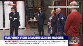 Emmanuel Macron à des employés d'une usine de masques: "Vous êtes une partie de la solution"