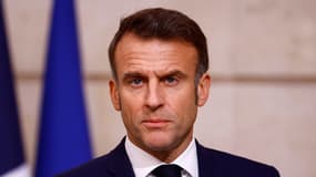 Emmanuel Macron lors d'une conférence de presse au palais de l'Élysée à Paris, le 28 novembre 2024.