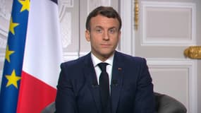 Emmanuel Macron lors de son allocution télévisée.