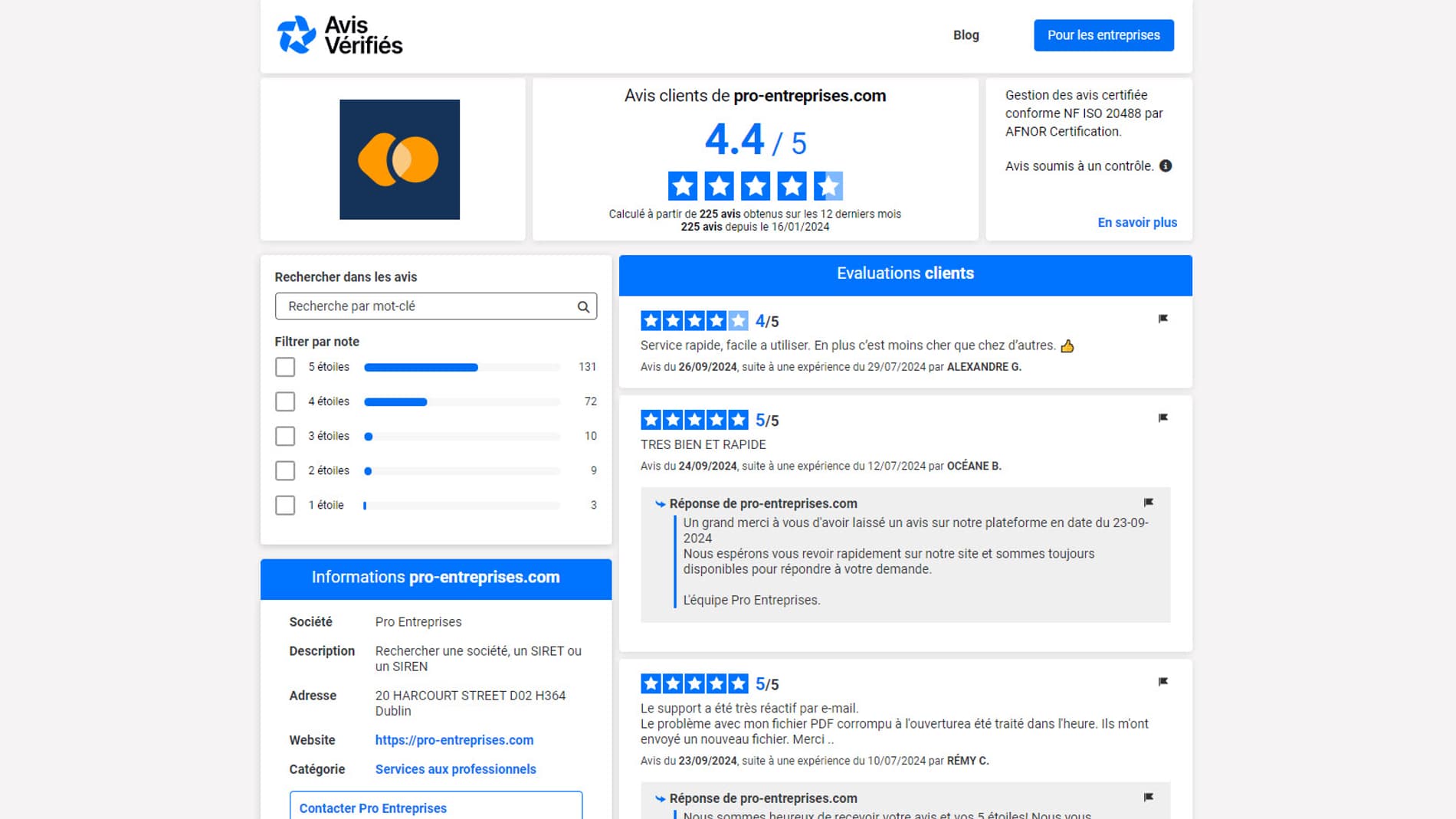 Pro Entreprises sur Avis Vérifiés Pro Entreprises sur Avis Vérifiés