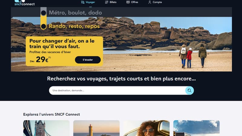 Capture d'écran du site SNCF Connect