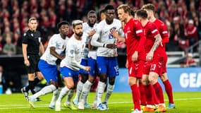 De gauche à droite: Aurélien Tchouaméni, Olivier Giroud, Dayot Upamecano et Benoît Badiashile