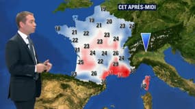 Perte de 5 degrés par rapport à la journée d'hier sur la moitié Nord.