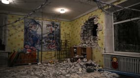 Stanytsia Luhanska, en Ukraine, après un bombardement, le 17 février 2022.