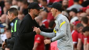 Jürgen Klopp et Thomas Tuchel, le 14 mai 2022 lors de la finale de FA Cup entre Liverpool et Chelsea.