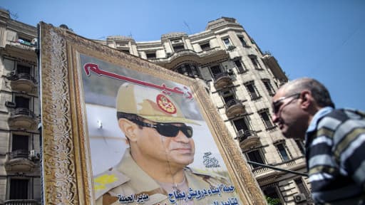 Portrait du maréchal Sissi, au Caire, le 26 mai 2014.