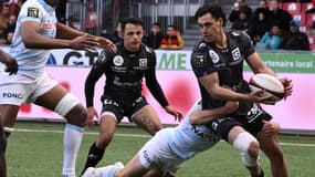 Jonathan Ruru lors de la défaite d'Oyonnax face au Racing 92 en Top 14, 20 avril 2024