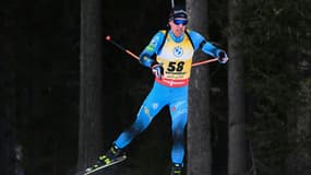 Le Français Quentin Fillon Maillet, lors de l'épreuve de l'individuel, comptant pour la Coupe du monde de biathlon, le 20 janvier 2022 à Antholz-Anterselva (Italie)