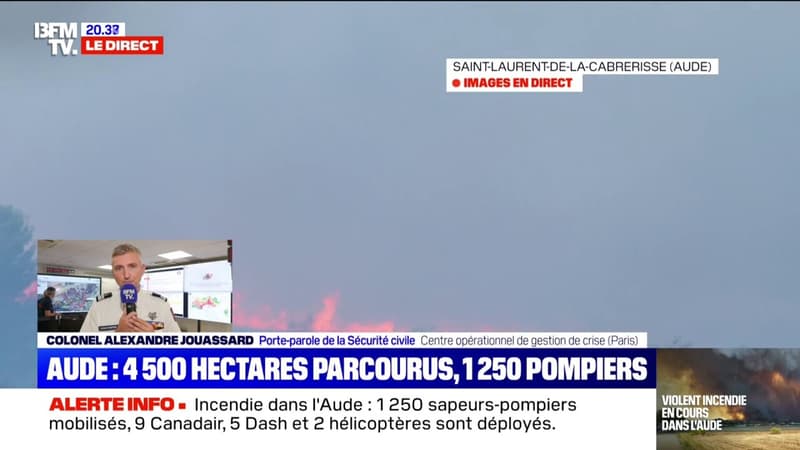 Incendie dans l'Aude: 1.250 pompiers luttent contre les flammes qui ont déjà parcouru 4.500 hectares