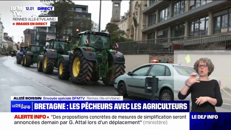 Des agriculteurs et pêcheurs applaudis dans les rues de Rennes lors de leur manifestation